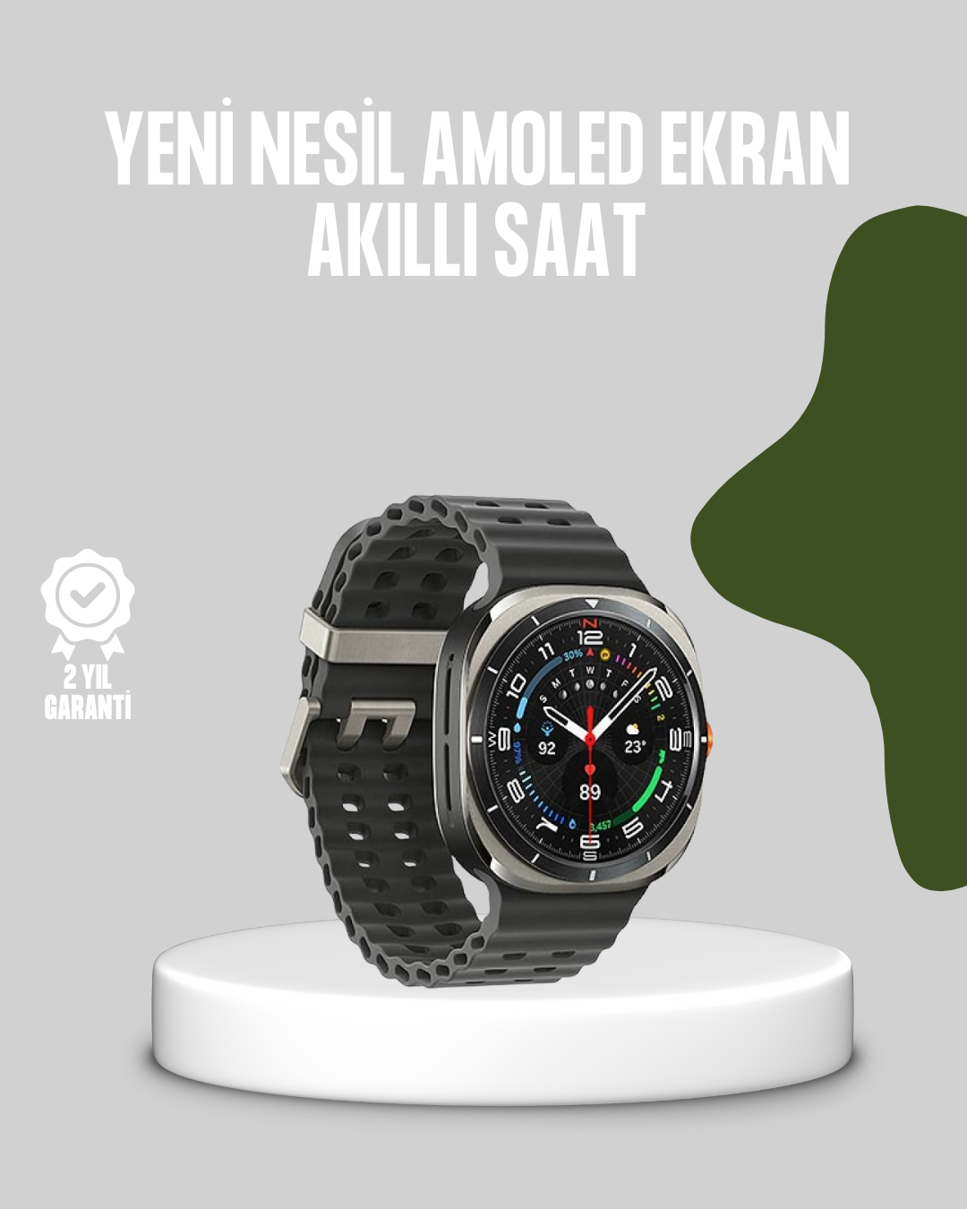 Akıllı Saat Kablosuz Şarj Arama Cevaplama ve Geniş Ekran Desteği