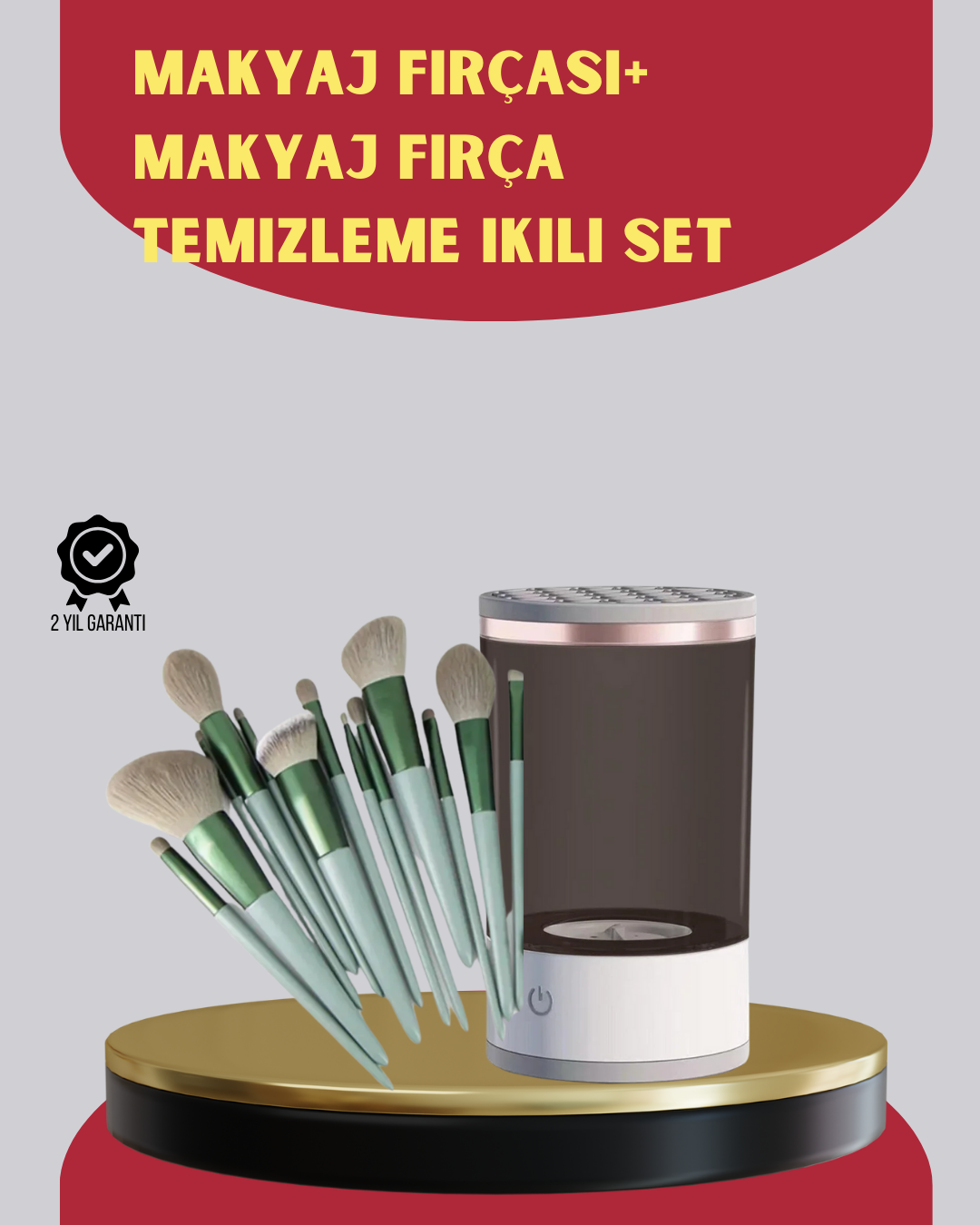 Profesyonel 13’lü Makyaj Fırçası + USB Fırça Temizleyici İkili Set