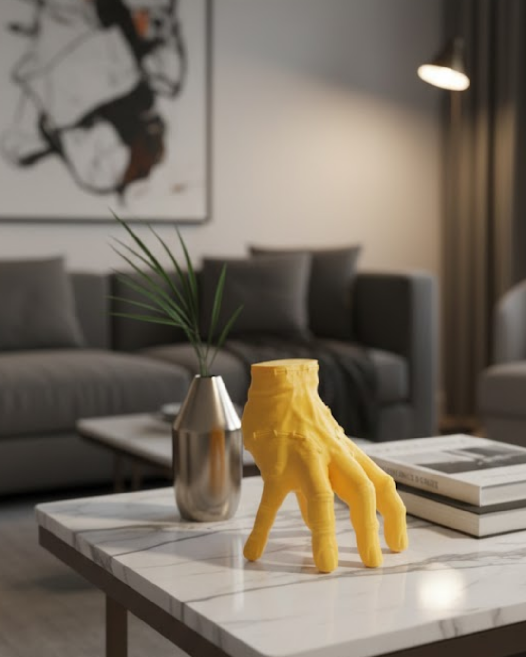 3D Dekoratif Sarı El Obje 17x16 cm Şık ve Dikkat Çekici Tasarım