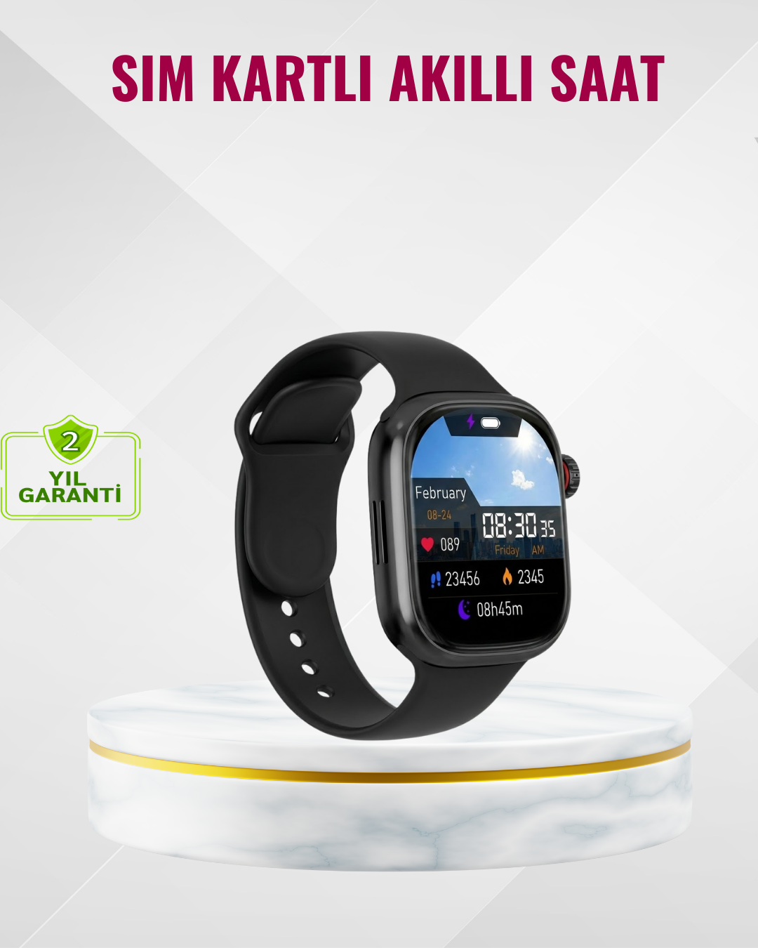 Uyku Takipli GPS’li SIM Kart Destekli Akıllı Saat