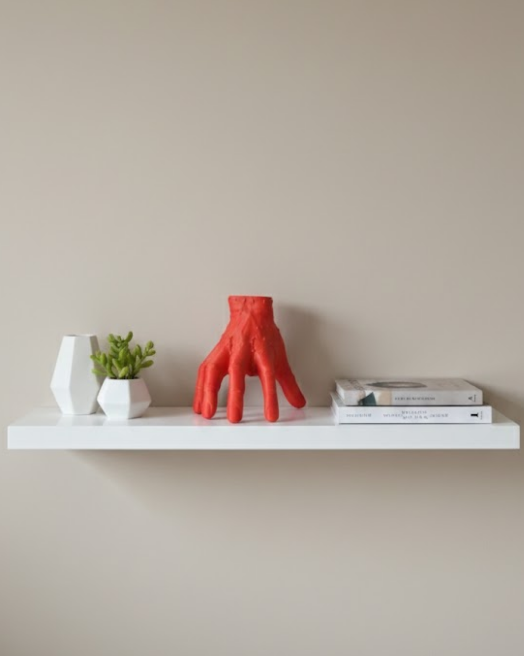 3D Kırmızı El Biblo 17x16 cm Sanatsal ve Dikkat Çekici Dekor