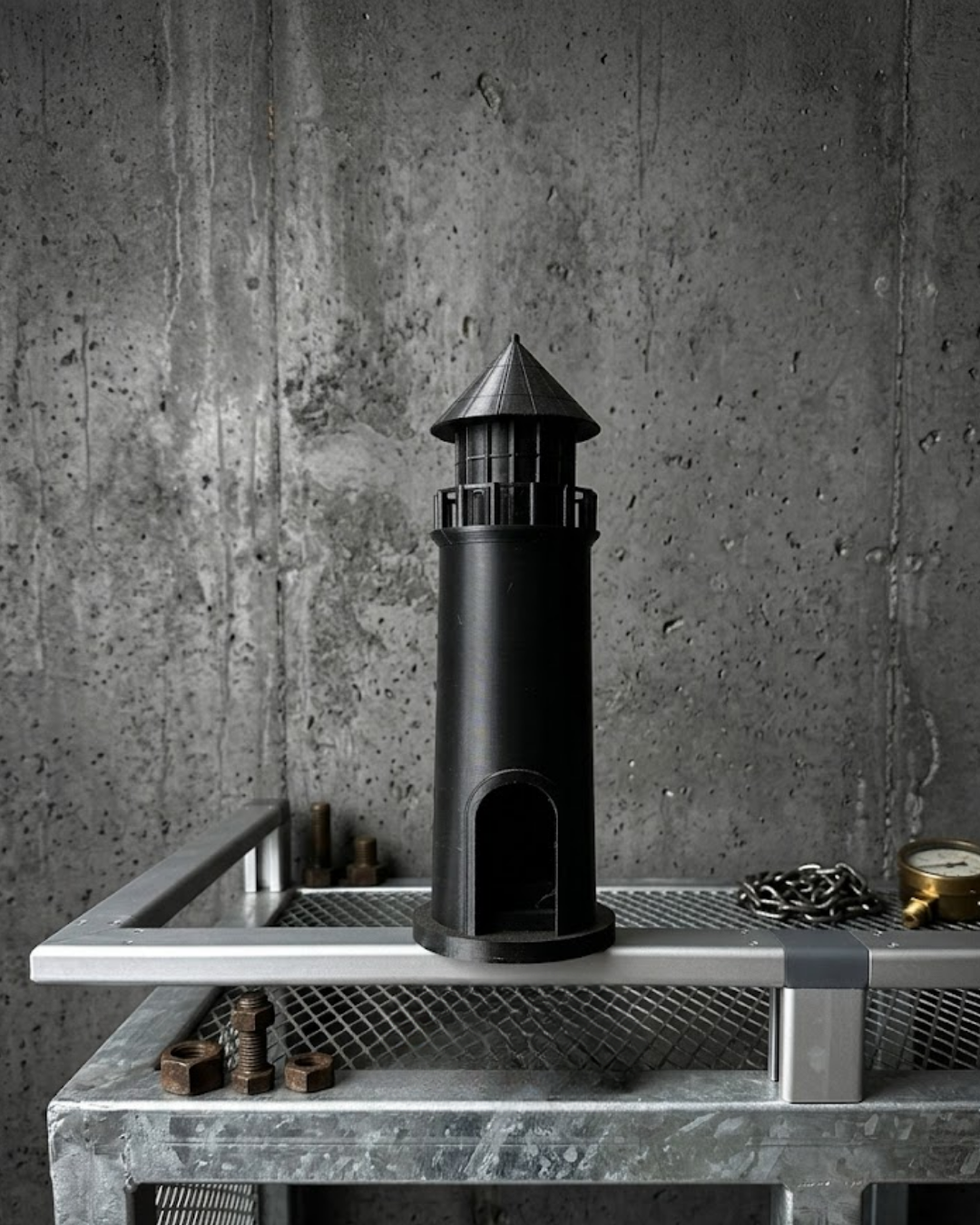 Modern Tasarımlı 3D Siyah Deniz Feneri Ev Dekor Objesi