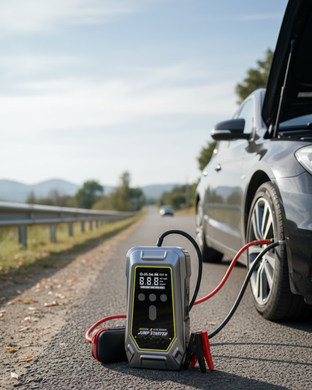 Acil Durum LED Işıklı Akü Takviye ve Hava Kompresörü