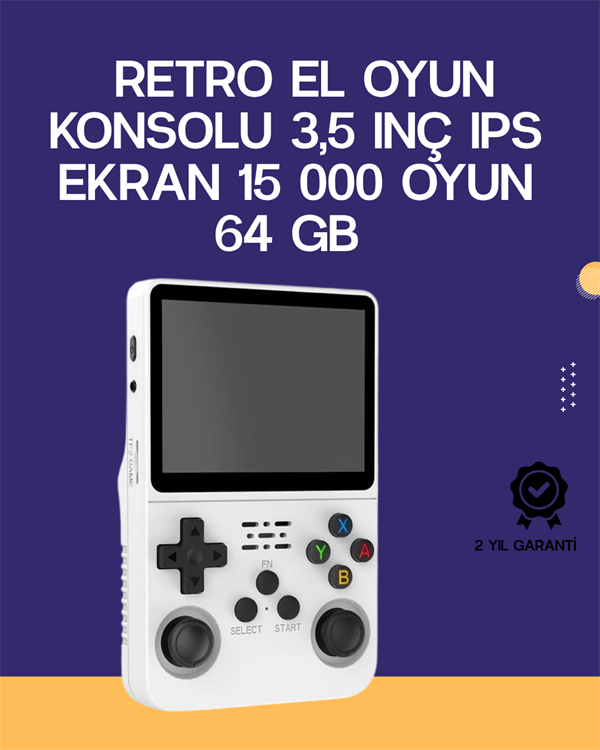 Retro El Konsolu 64 GB – 15.000 Oyun, Geniş Platform Desteği, 3.5” IPS Ekran