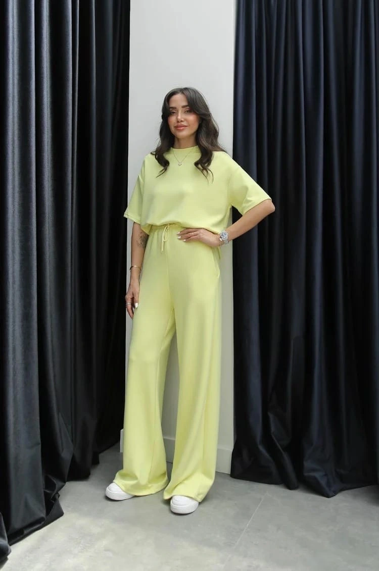 Tshirt alt üst modal takım sarı